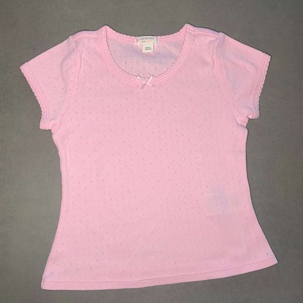 Crewcuts Pink Pointelle Tee (XS 4–5)